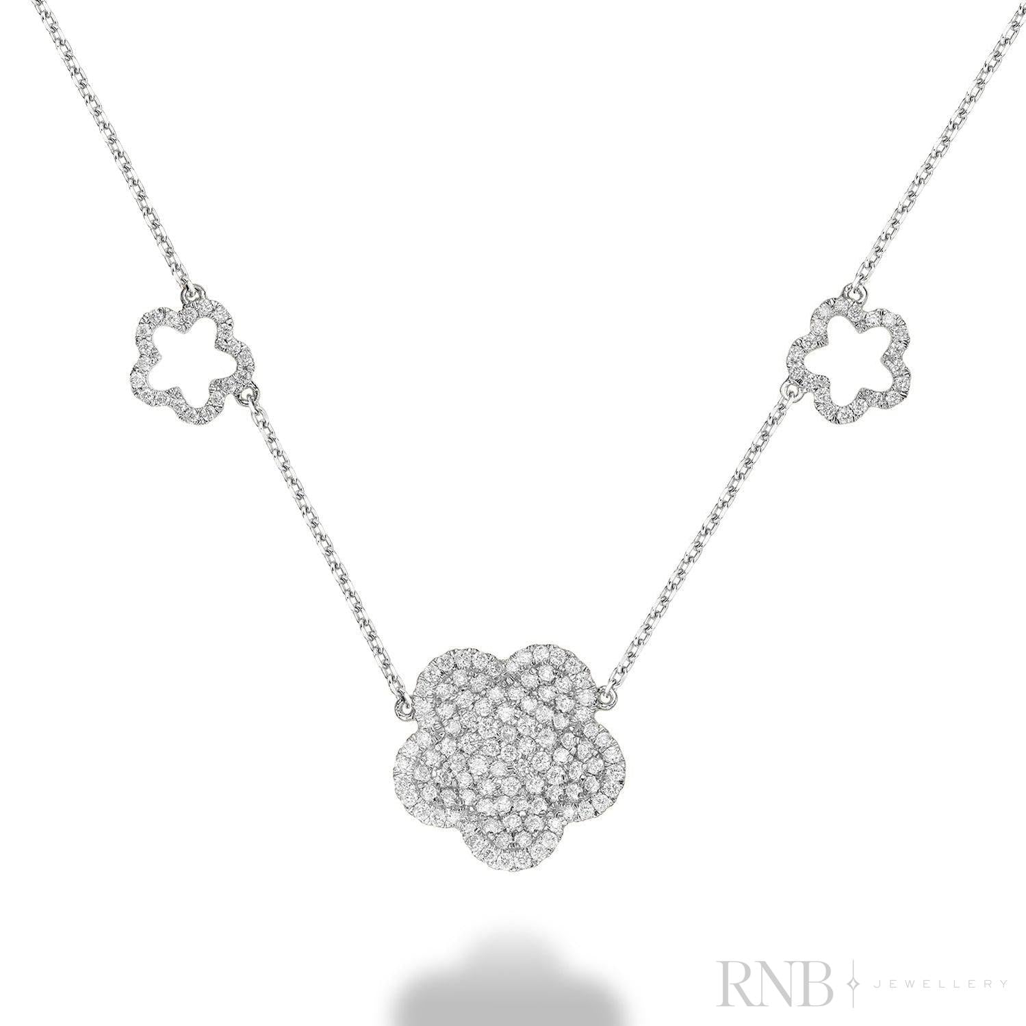 Flower Pave Diamond Necklace-RNB Jewellery
