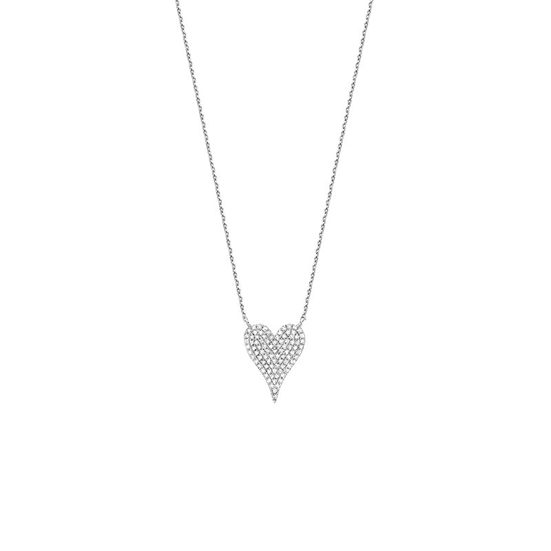 08-04HP20 - Pavé Heart Diamond Necklace - White Gold