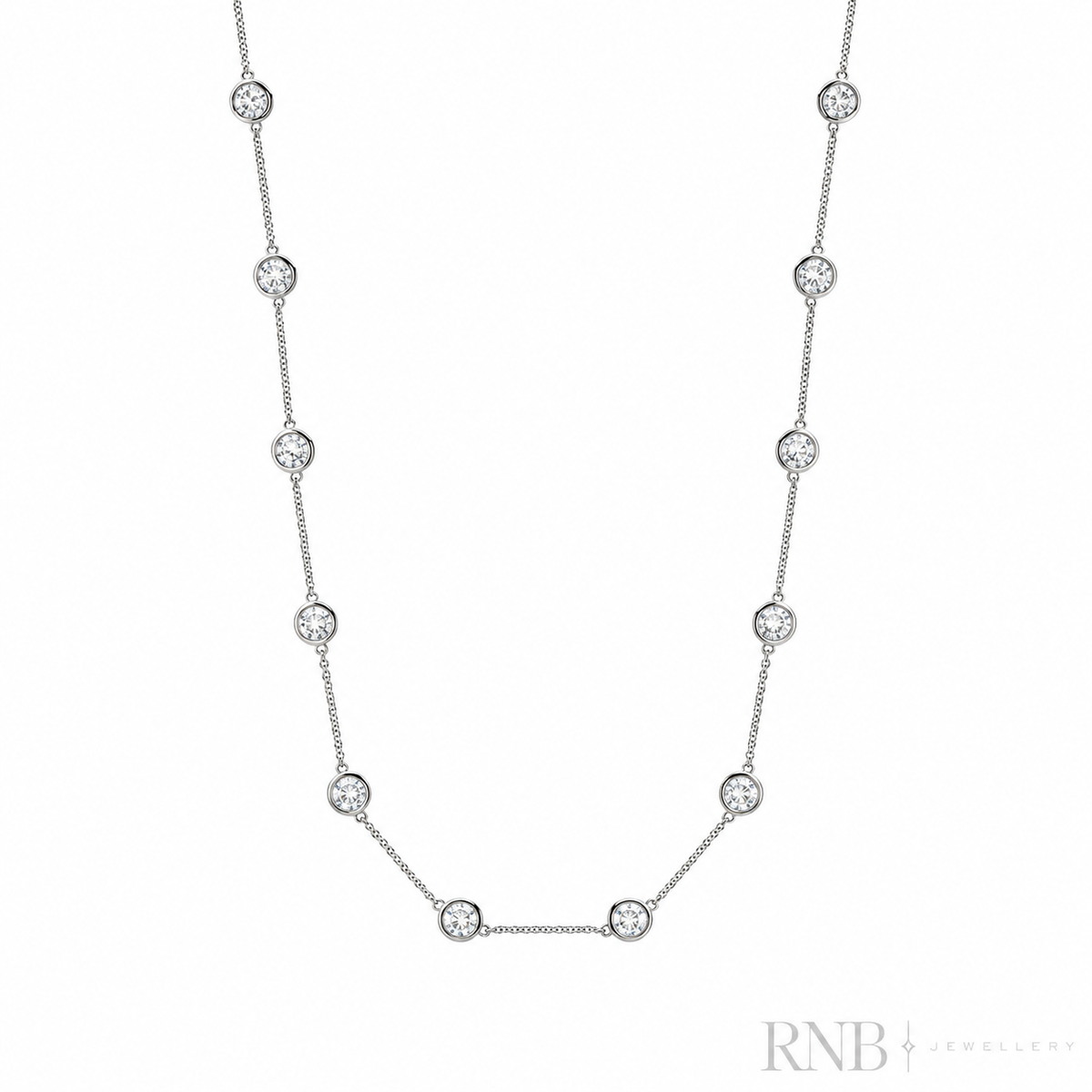 08-LG15DBY300 - 3.00CT Station Lab Grown Diamond Necklace - White Gold