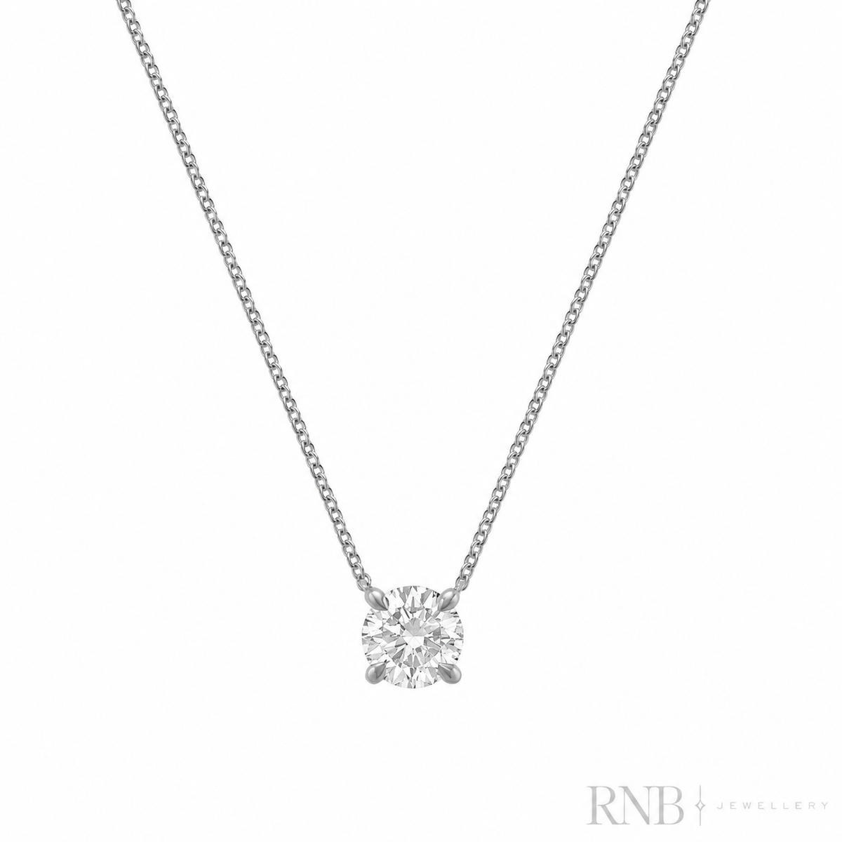 08-LGHB100 - 1.00CT Lab Grown Diamond Necklace - White Gold - Front