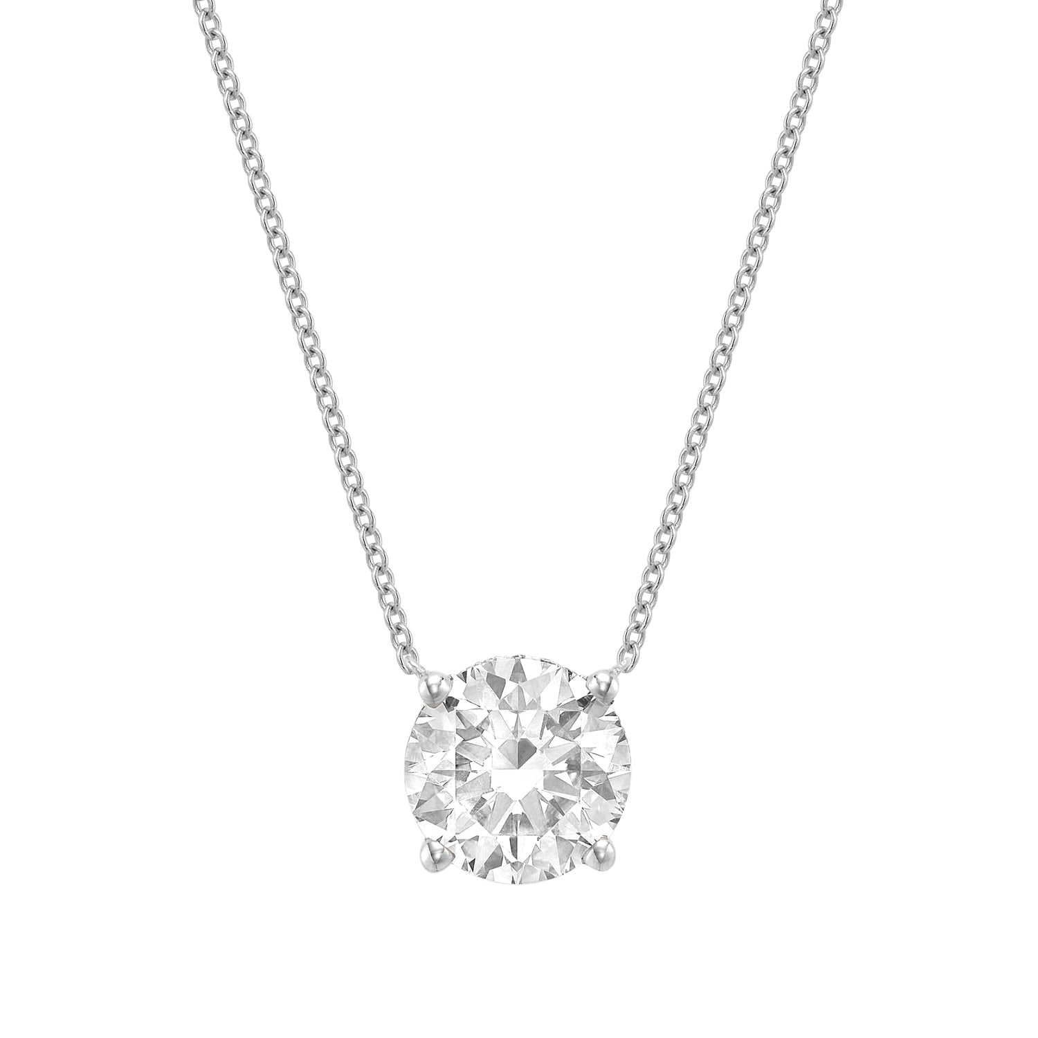 Classic Solitaire Diamond Necklace Lab Grown with Hidden Halo