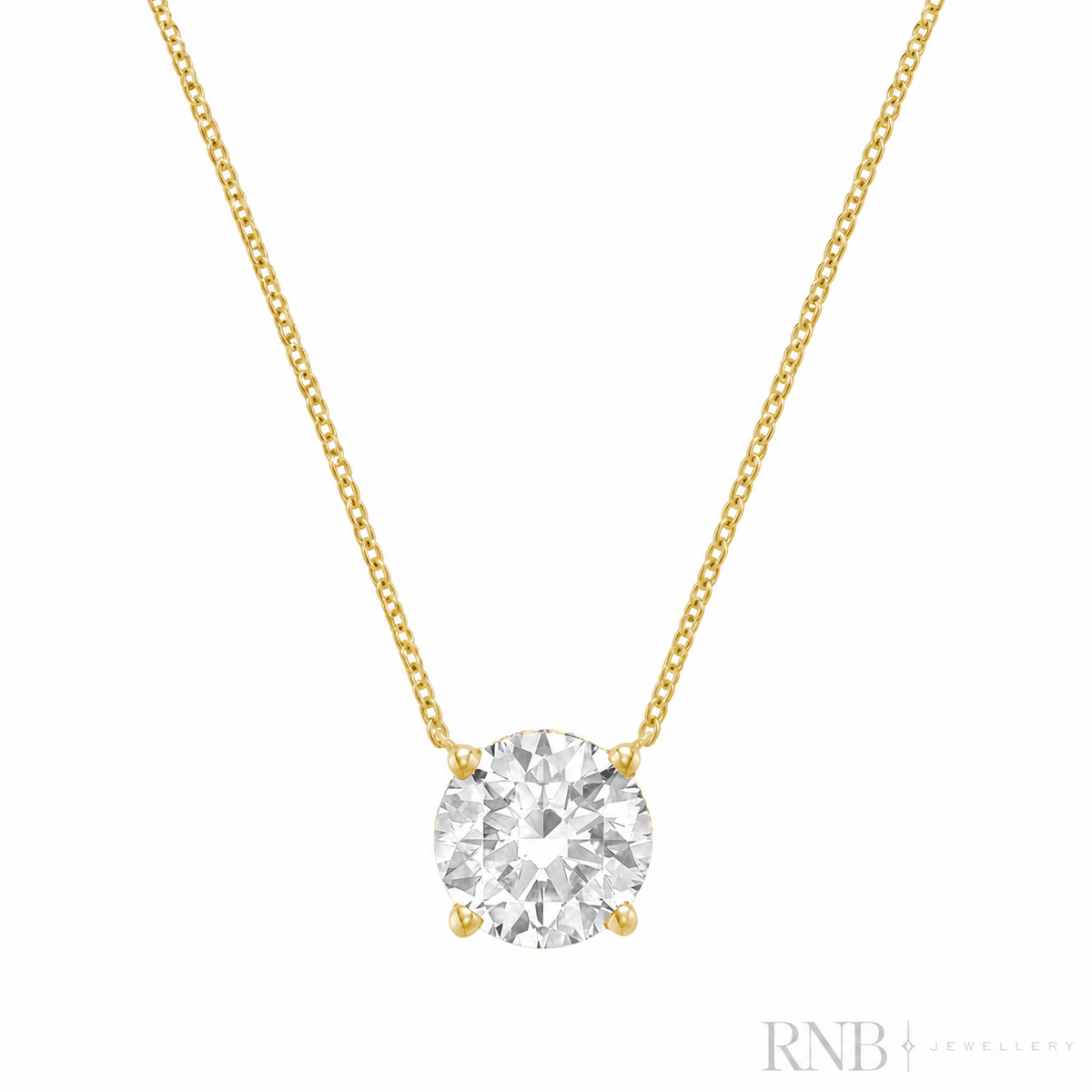 08-LGHB300Y - 3.00CT Lab Grown Diamond Necklace - Yellow Gold - Front
