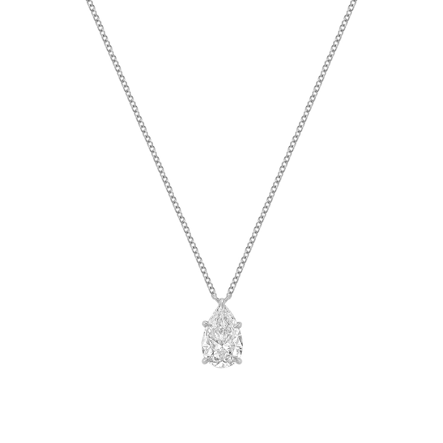 Classic Pear Solitaire Pendant Lab Grown Diamond Necklace