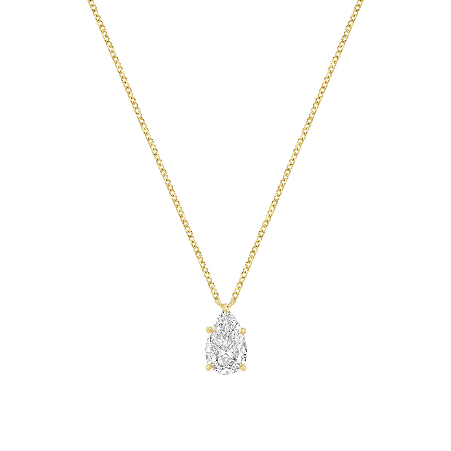 Classic Pear Solitaire Pendant Lab Grown Diamond Necklace