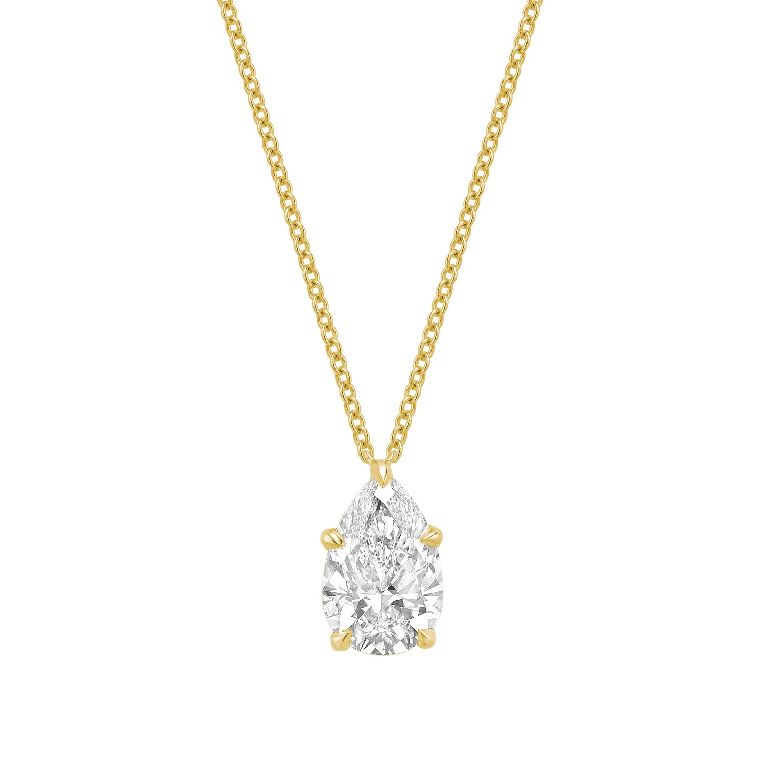 Classic Pear Solitaire Pendant Lab Grown Diamond Necklace