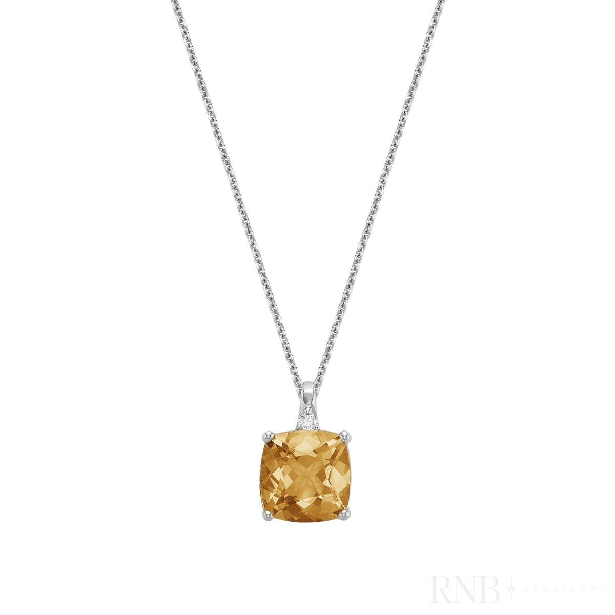 Pendentif en pierre colorée taille coussin et diamant
