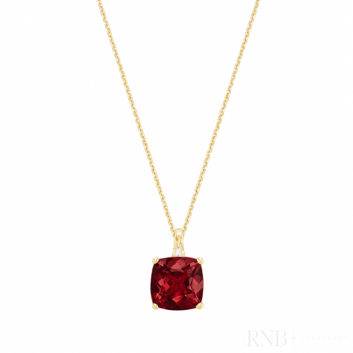 Pendentif en pierre colorée taille coussin et diamant