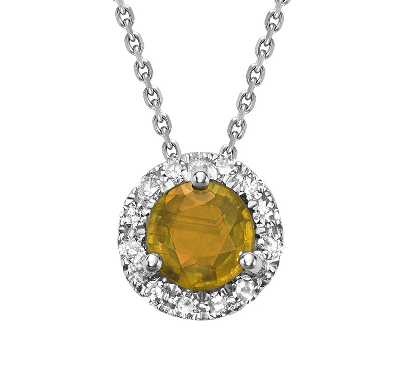 Precious Stone & Diamond Halo Pendant