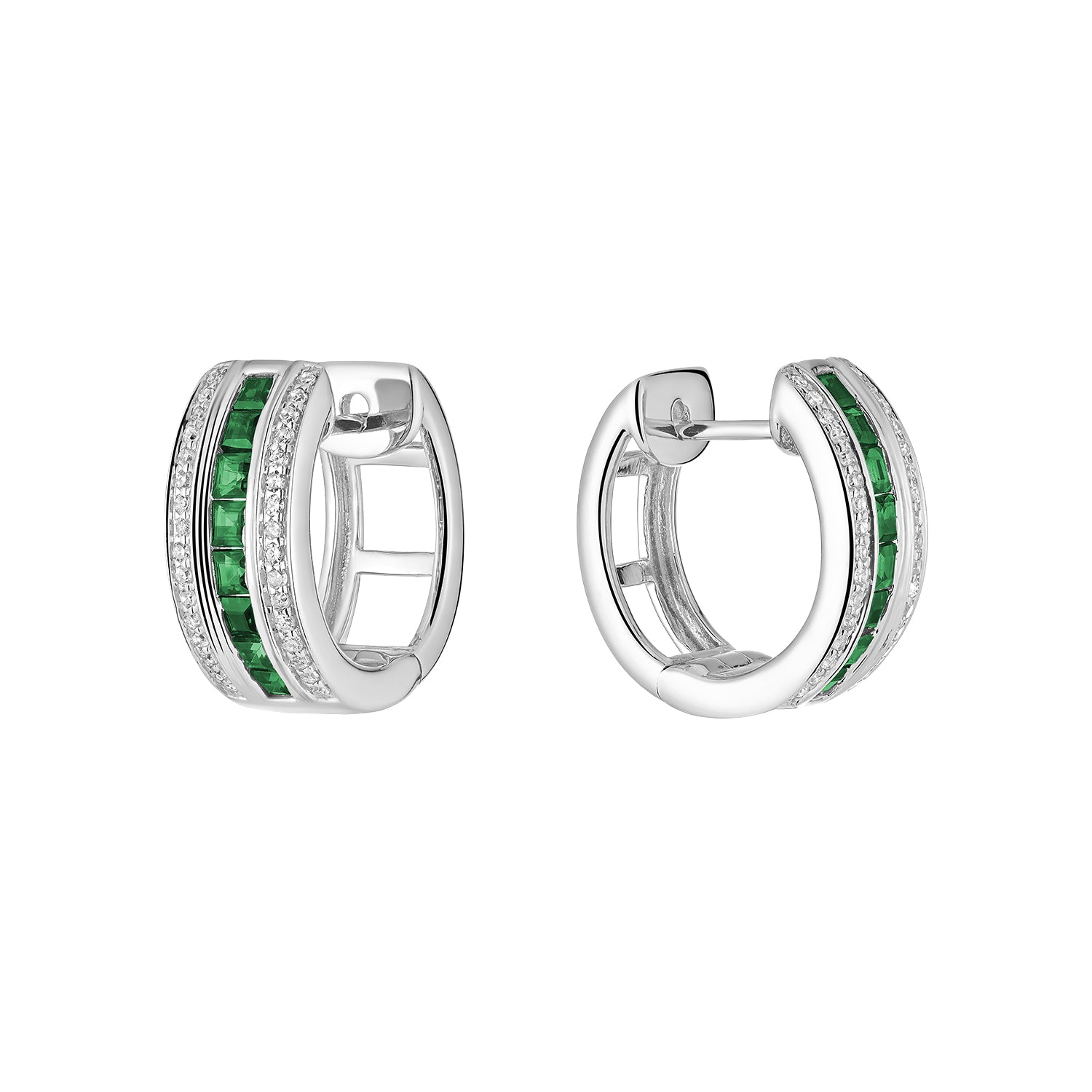 Emerald & Diamond Huggie Earrings