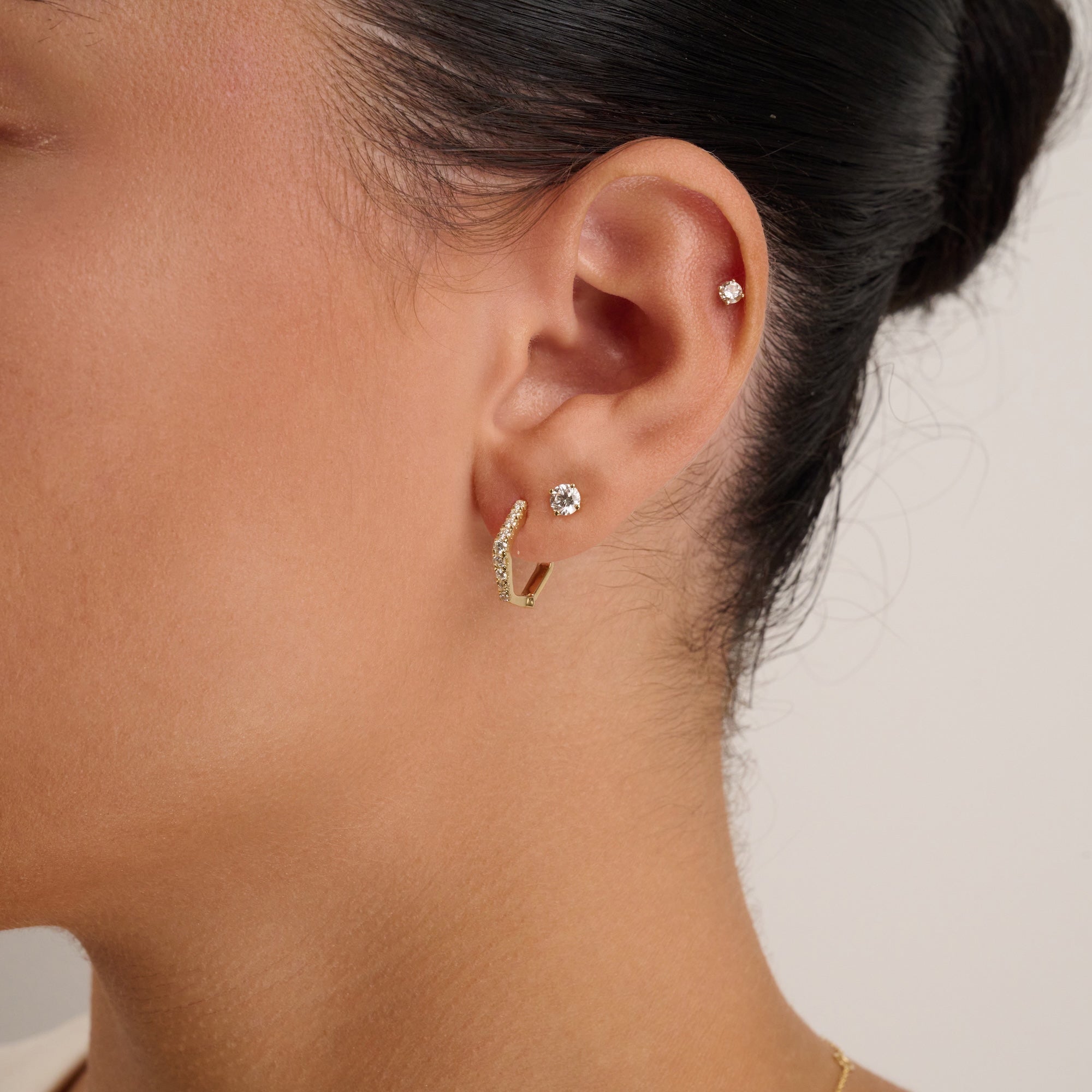 Boucles d'oreilles créoles diamant Hexi