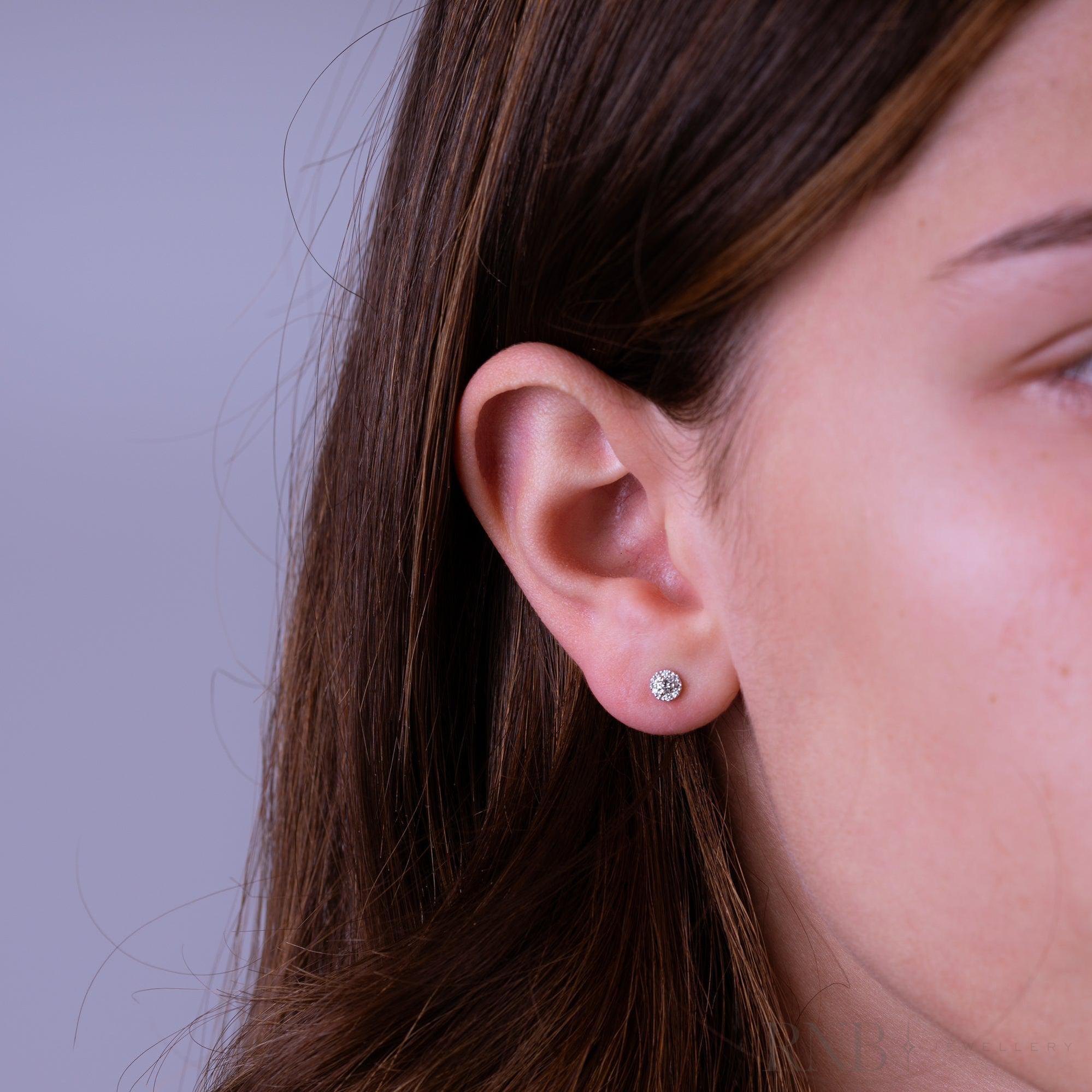 Martini Cup Diamond Halo Stud Earrings-RNB Jewellery