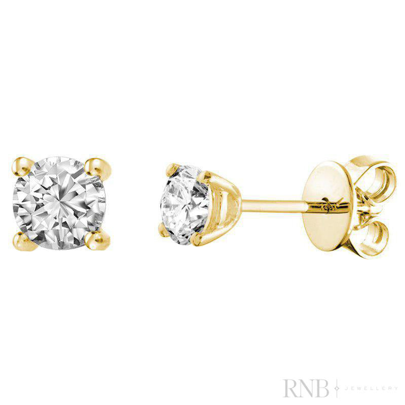 Boucles d'oreilles à tige en diamant solitaire