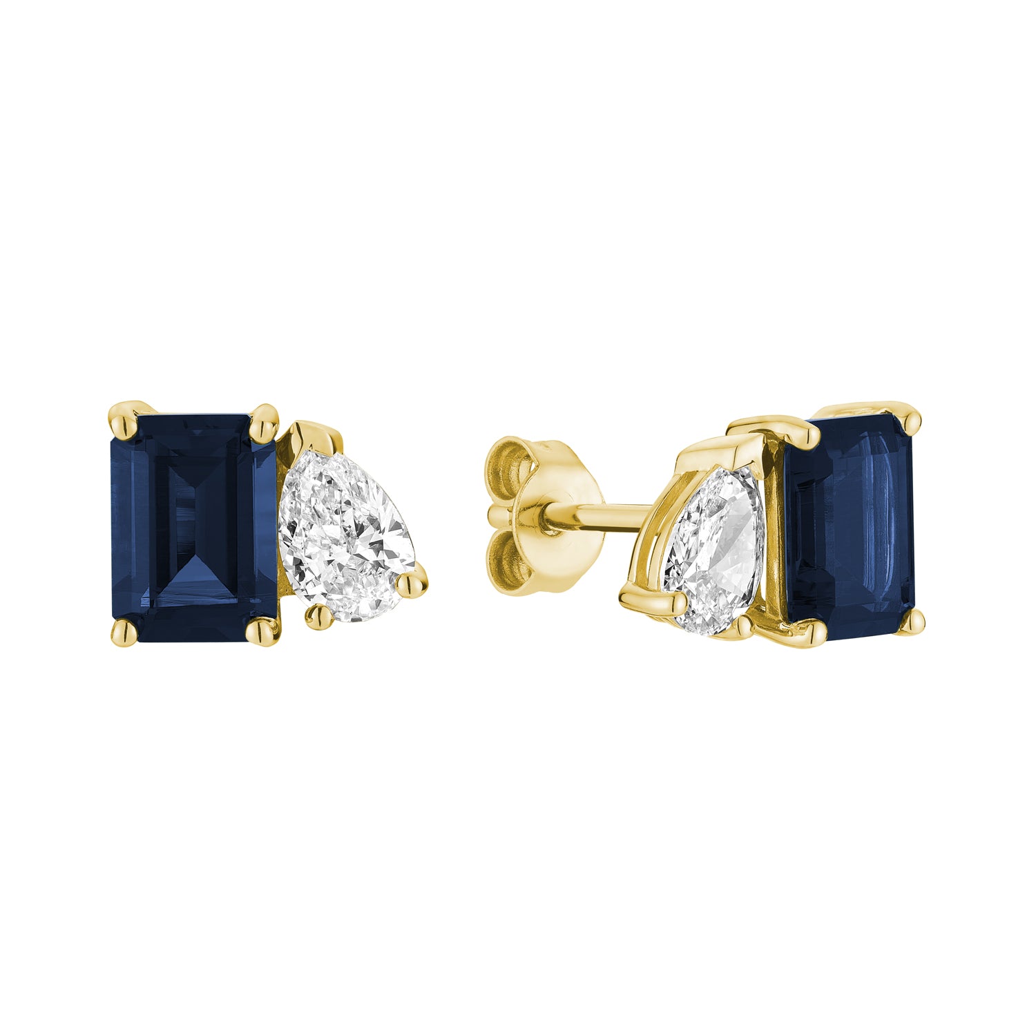 Toi et Moi Pear & Emerald Cut with Lab Grown Diamond Stud Earrings