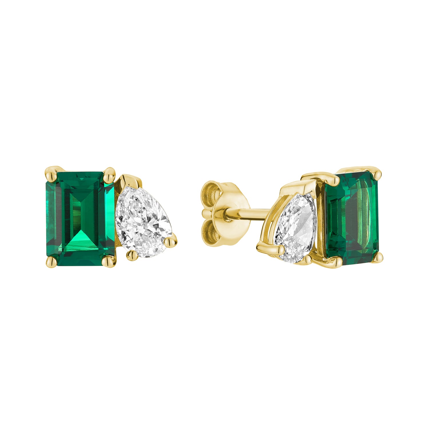 Toi et Moi Pear & Emerald Cut with Lab Grown Diamond Stud Earrings