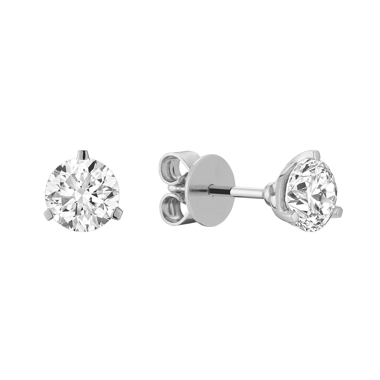 Martini Three Prong Stud Lab Grown Diamond Earrings