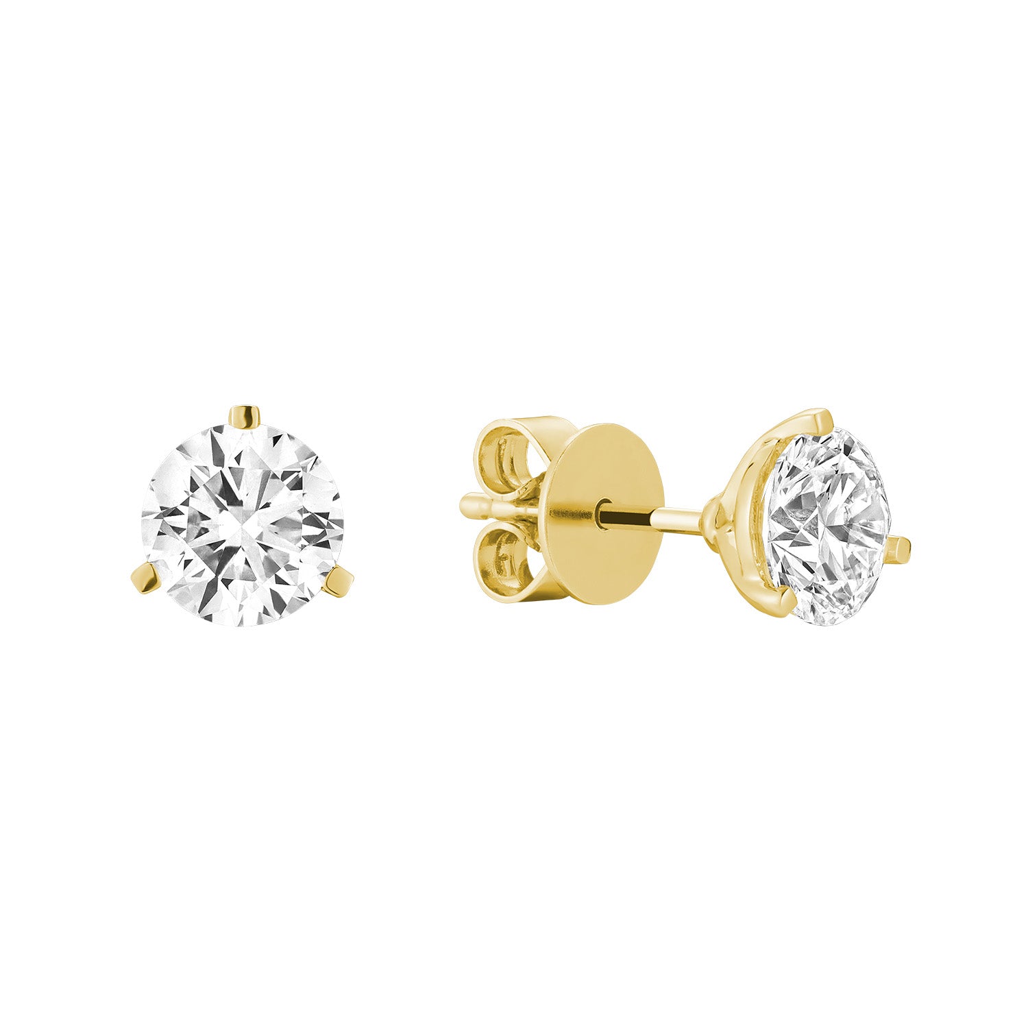 Martini Three Prong Stud Lab Grown Diamond Earrings