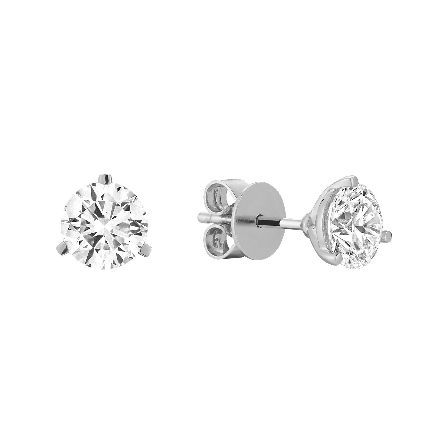 Martini Three Prong Stud Lab Grown Diamond Earrings