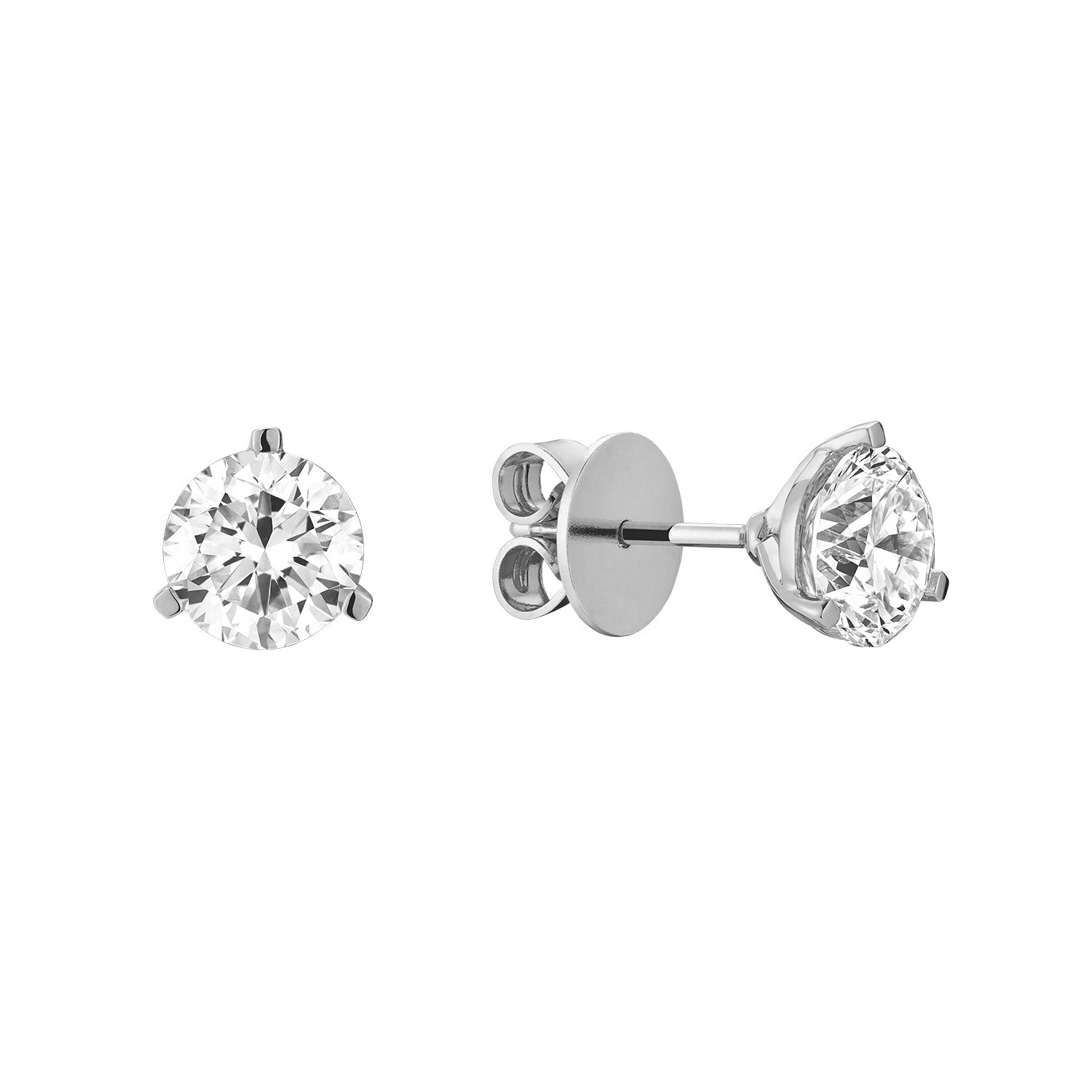 Martini Three Prong Stud Lab Grown Diamond Earrings