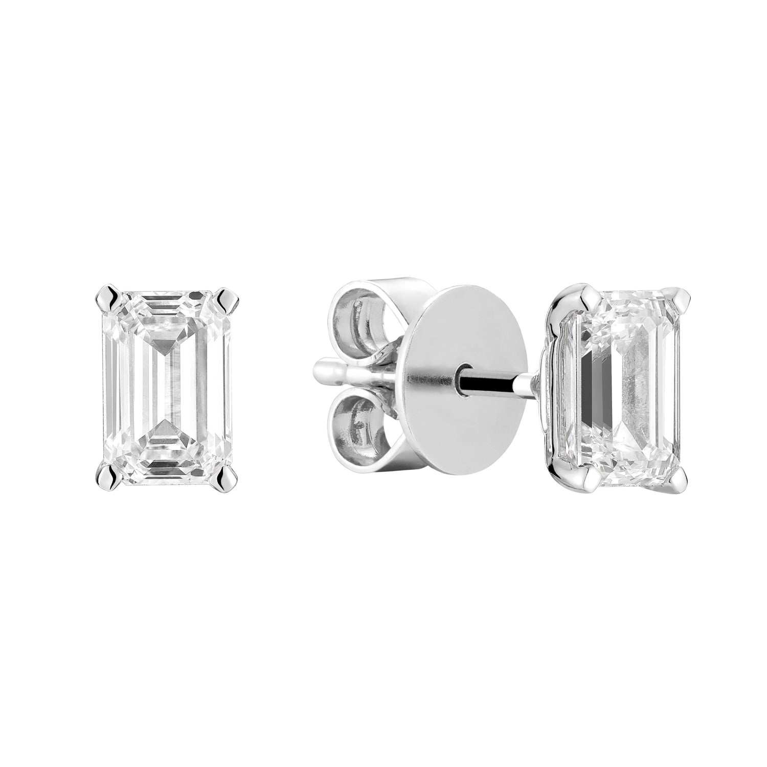 Emerald Cut Stud Lab Grown Diamond Earrings