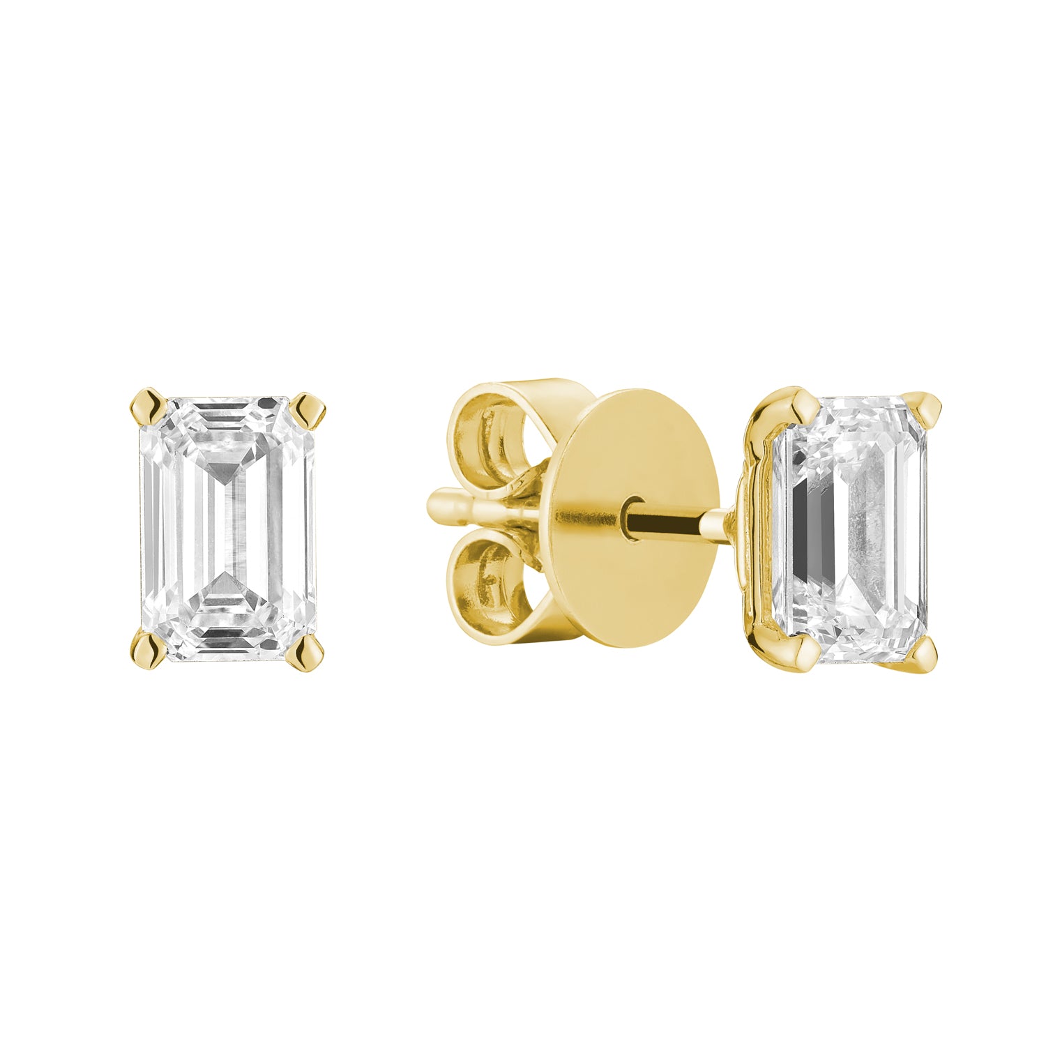 Emerald Cut Stud Lab Grown Diamond Earrings