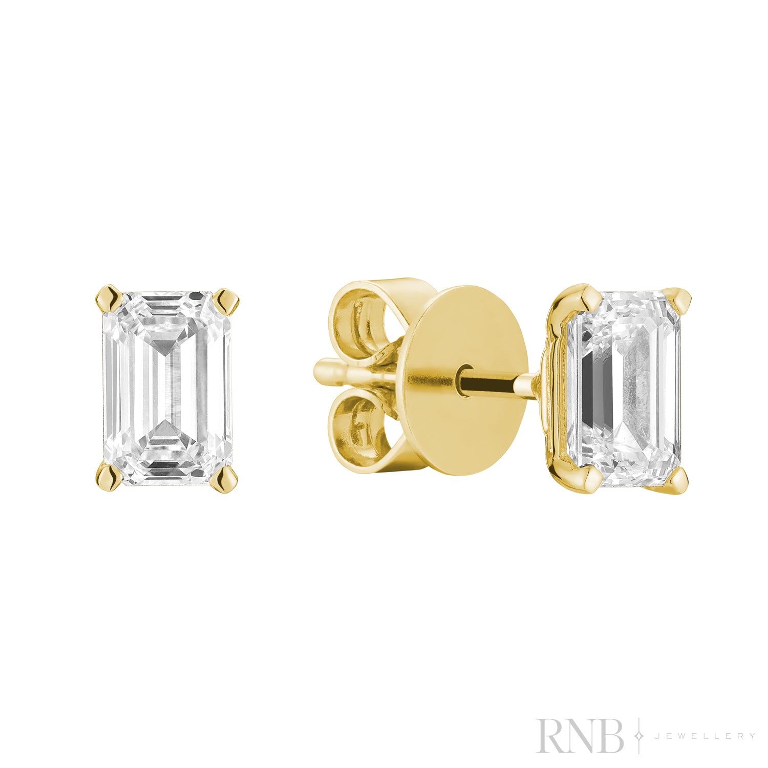 Emerald Cut Stud Lab Grown Diamond Earrings