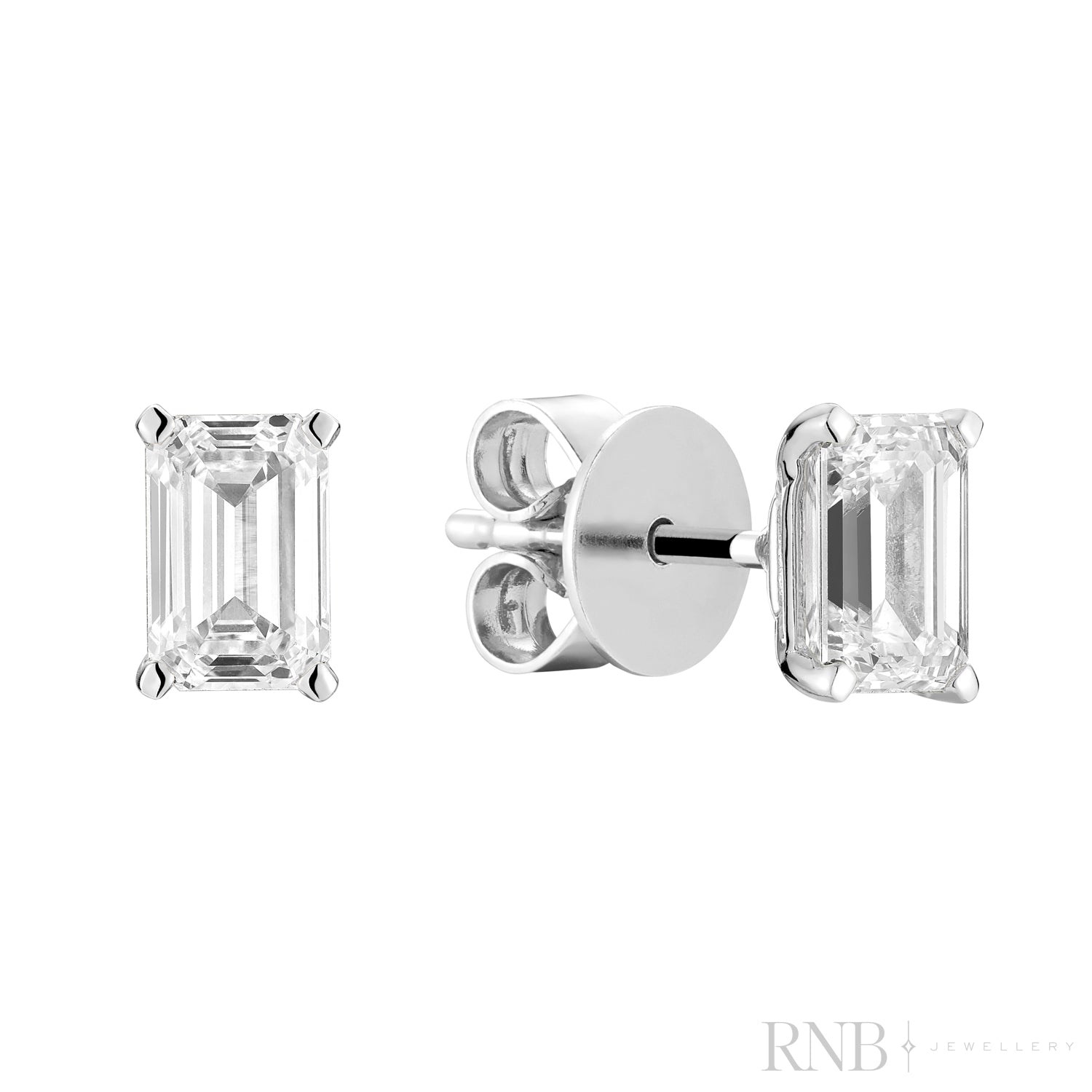 Emerald Cut Stud Lab Grown Diamond Earrings