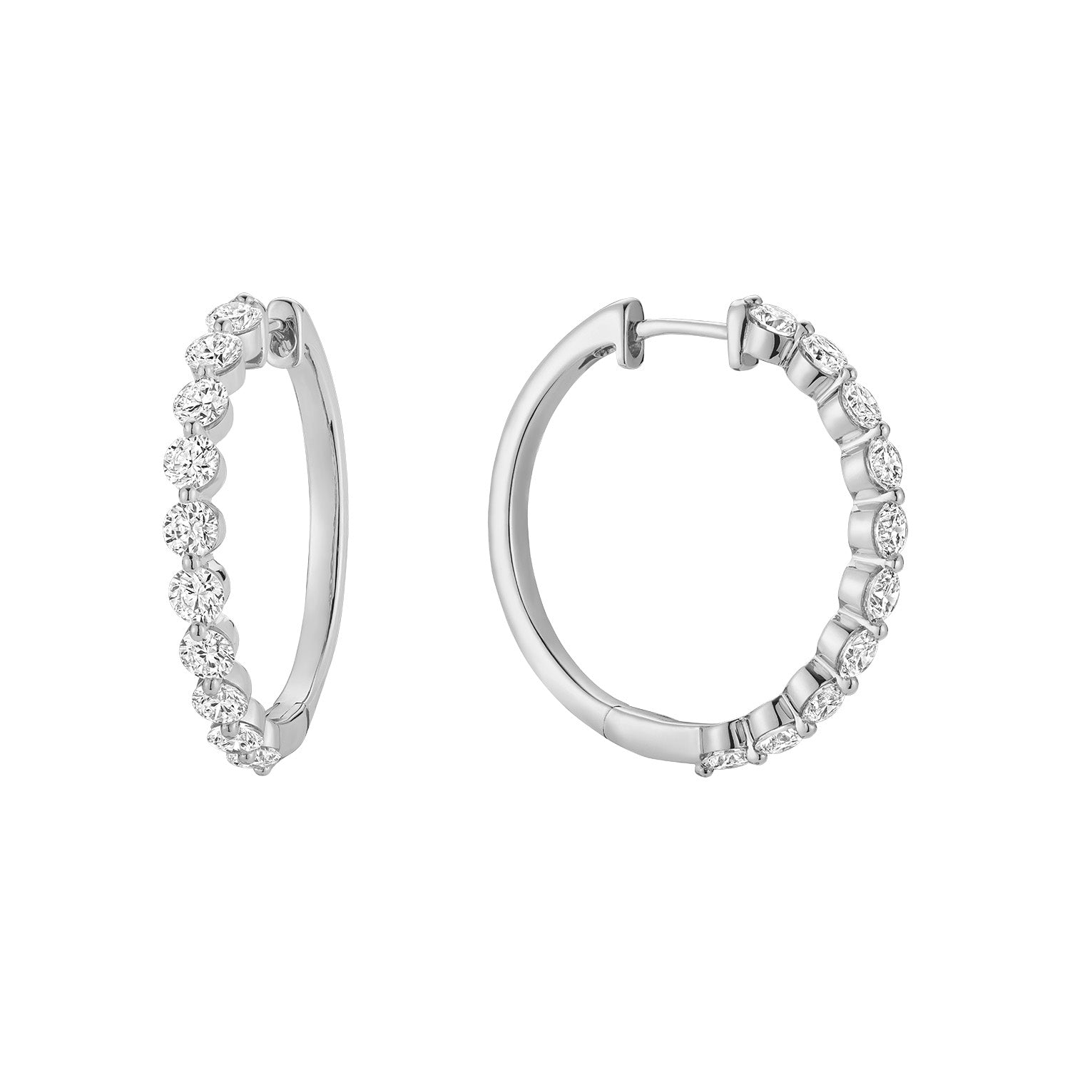 Shared Prongs Diamond Loop Earrings