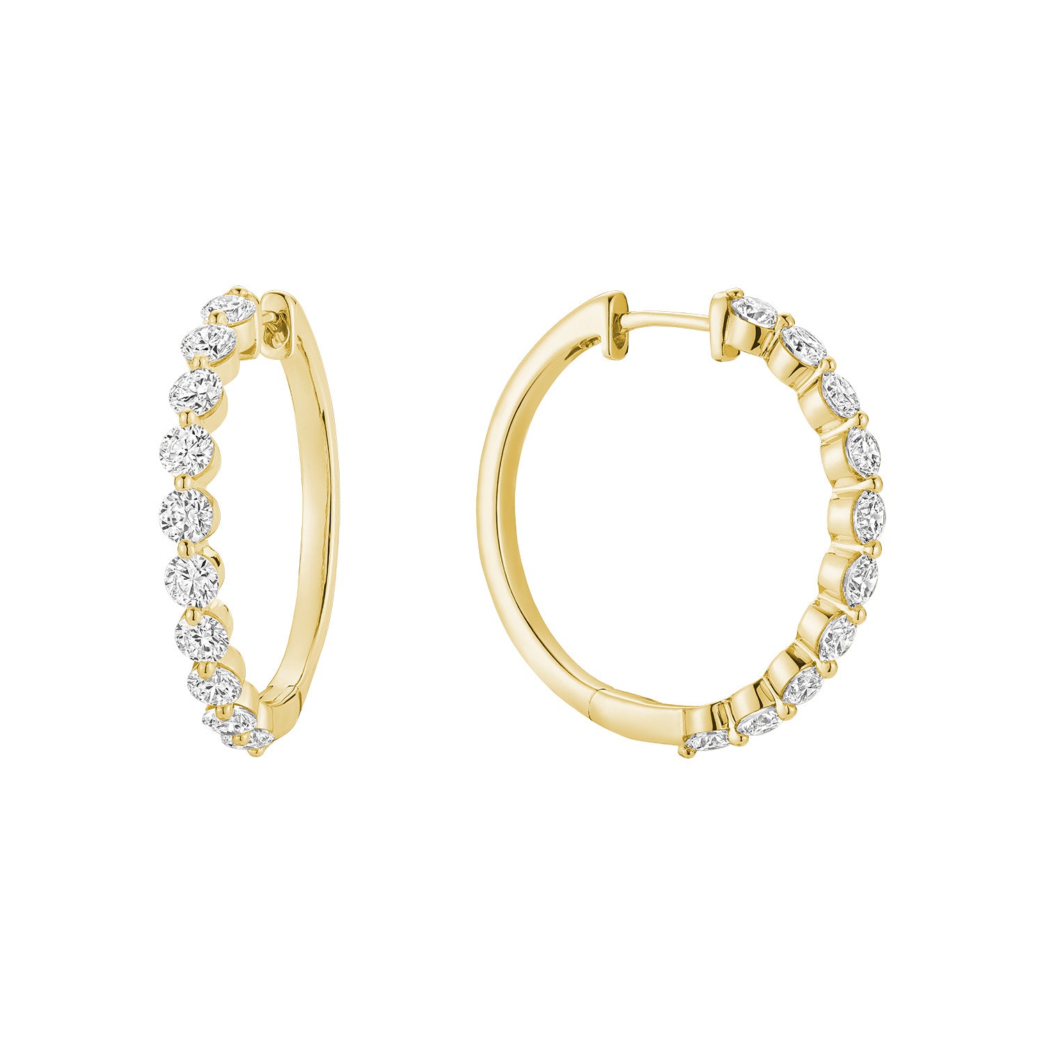 Shared Prongs Diamond Loop Earrings