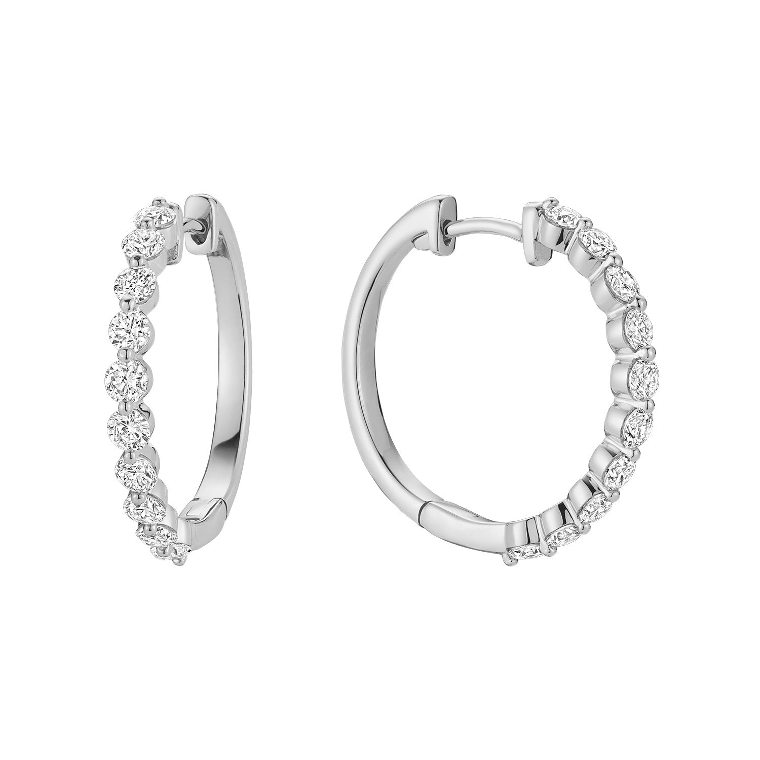 Slim Loop Shared Single Prong Lab Grown Diamond Earrings