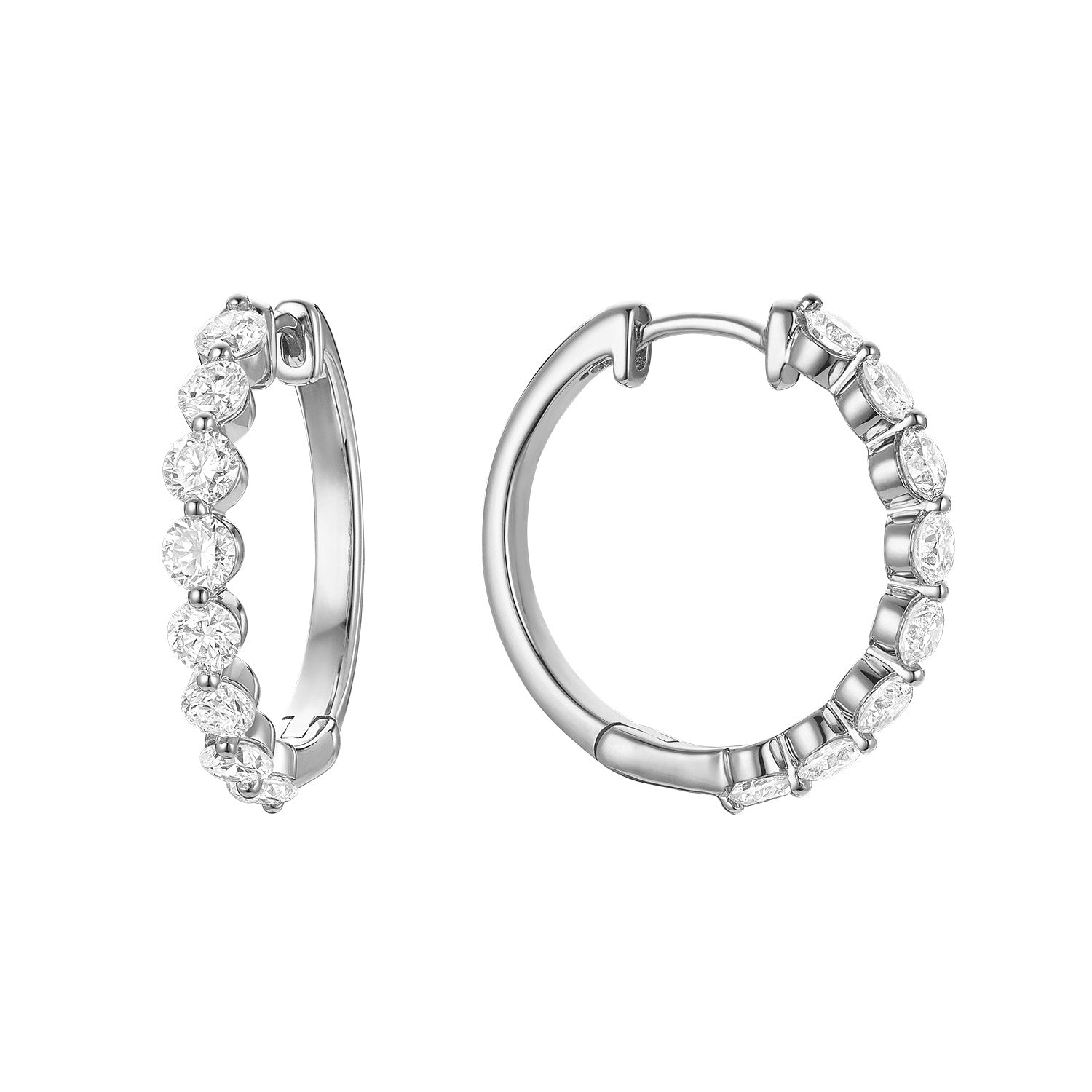 Slim Loop Shared Single Prong Lab Grown Diamond Earrings