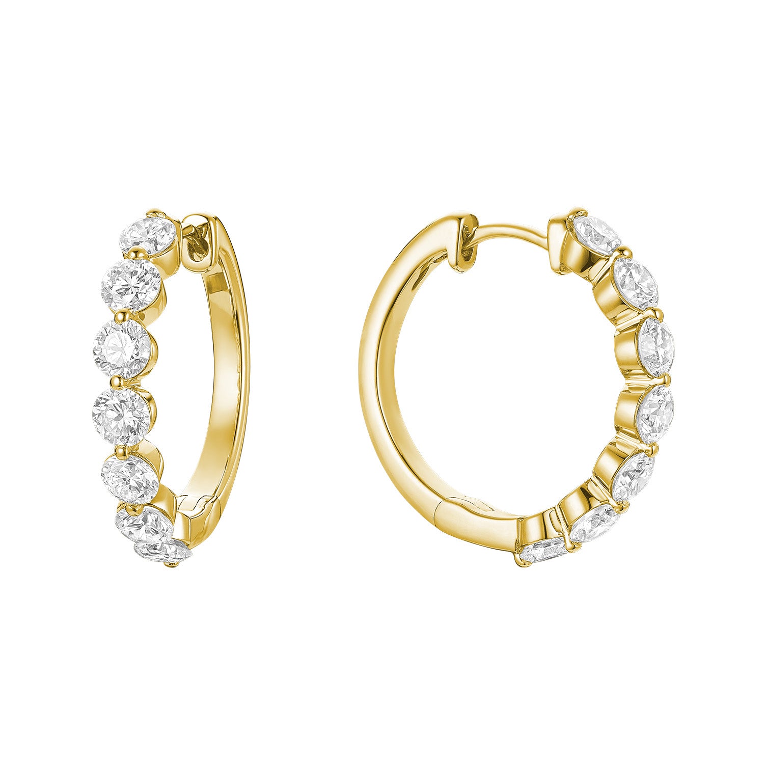 Slim Loop Shared Single Prong Lab Grown Diamond Earrings