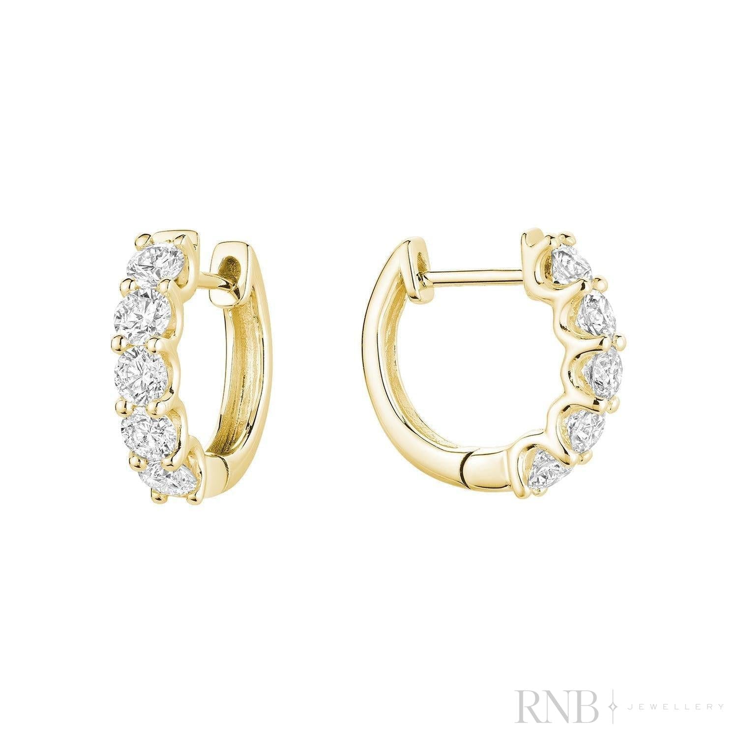 Diamond Huggie Earrings - 13.5MM Yellow Gold