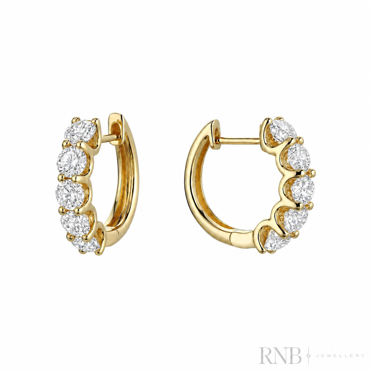 13-LGUP200Y Yellow Gold 2.00CT Lab Grown Diamond Huggie Earrings