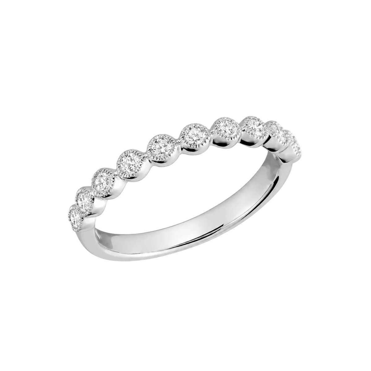 Band Bezel Semi Eternity Milgrain Lab Grown Diamond Ring - RNB Jewellery