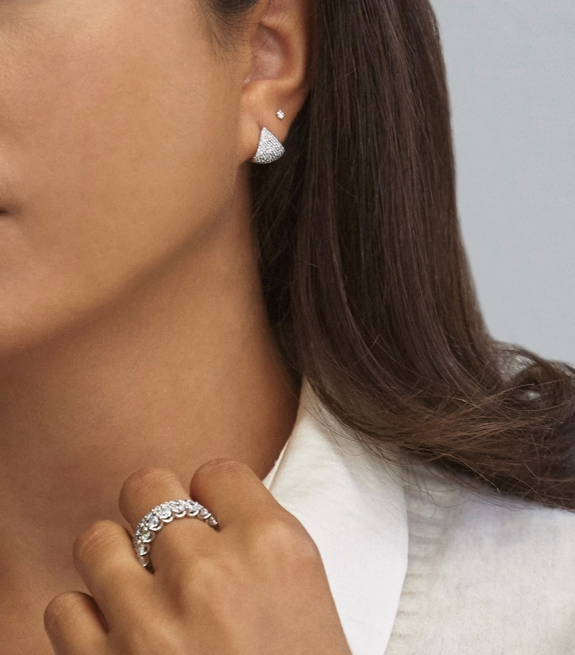 Triangular Cuff Diamond Stud Earrings