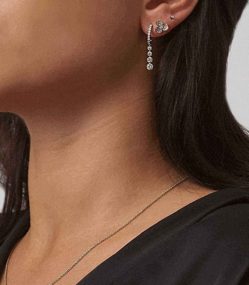 Fancy Dangling Graduated Diamond Stud Earrings