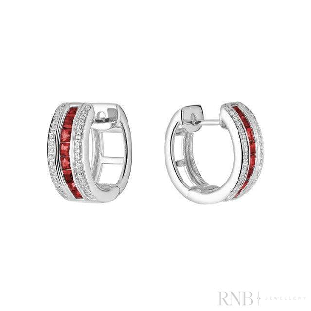 Ruby & Diamond Huggie Earrings-RNB Jewellery
